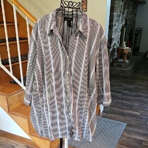 👚Lane Bryant Blue and White Striped Shirt